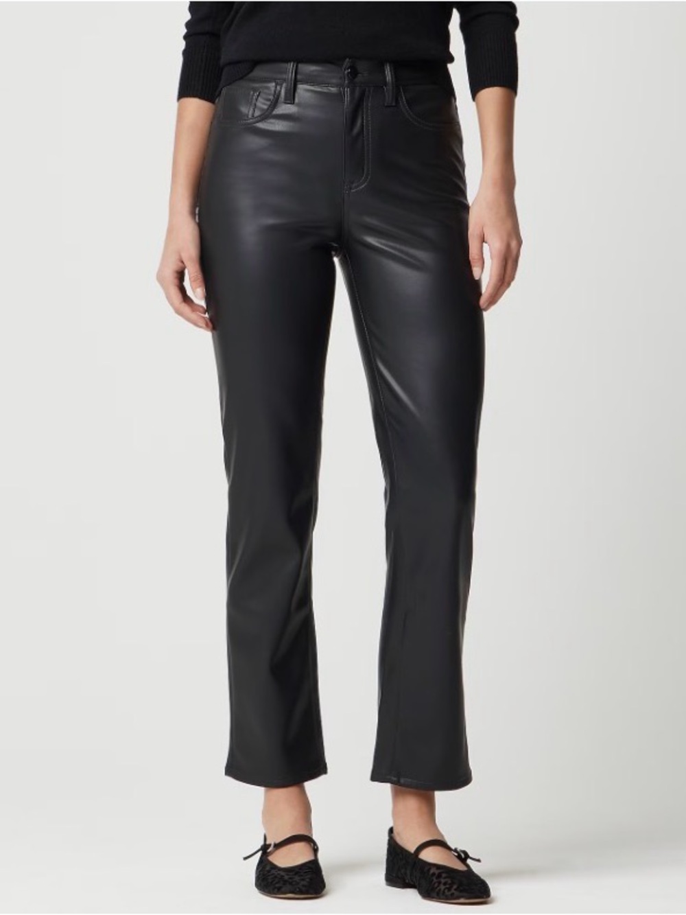 J. Crew Black Faux-Leather Ankle Jeans